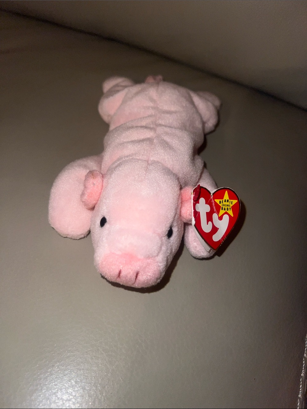 Ty Pink Plush Pig Beanie Baby with Heart Tag